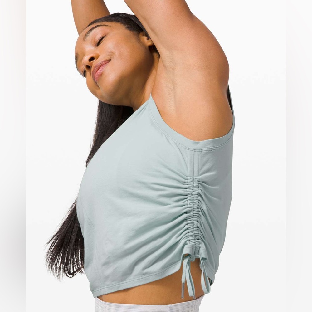 Lululemon Cinch It Up Tank Top Hazy Jade Drawstring Sides